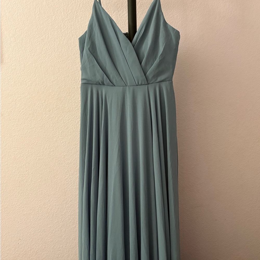 Lulu dusty blue bridesmaid dress